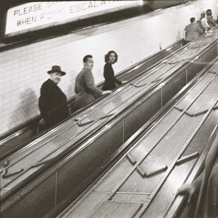 Stanley Kubrick. Life and Love on the New York City Subway. People on escalators in a subway station. 1946. Museum of the City of New York. X2011.4.10292.61C